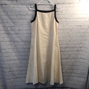 Linen Ralph Lauren Dress/ A-line. Brown trim